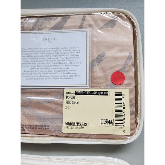 NWT Frette 2 PC SET Jasoine King Shams Powder Pink Grey 21'' x 37'' #12 - Picture 12 of 14